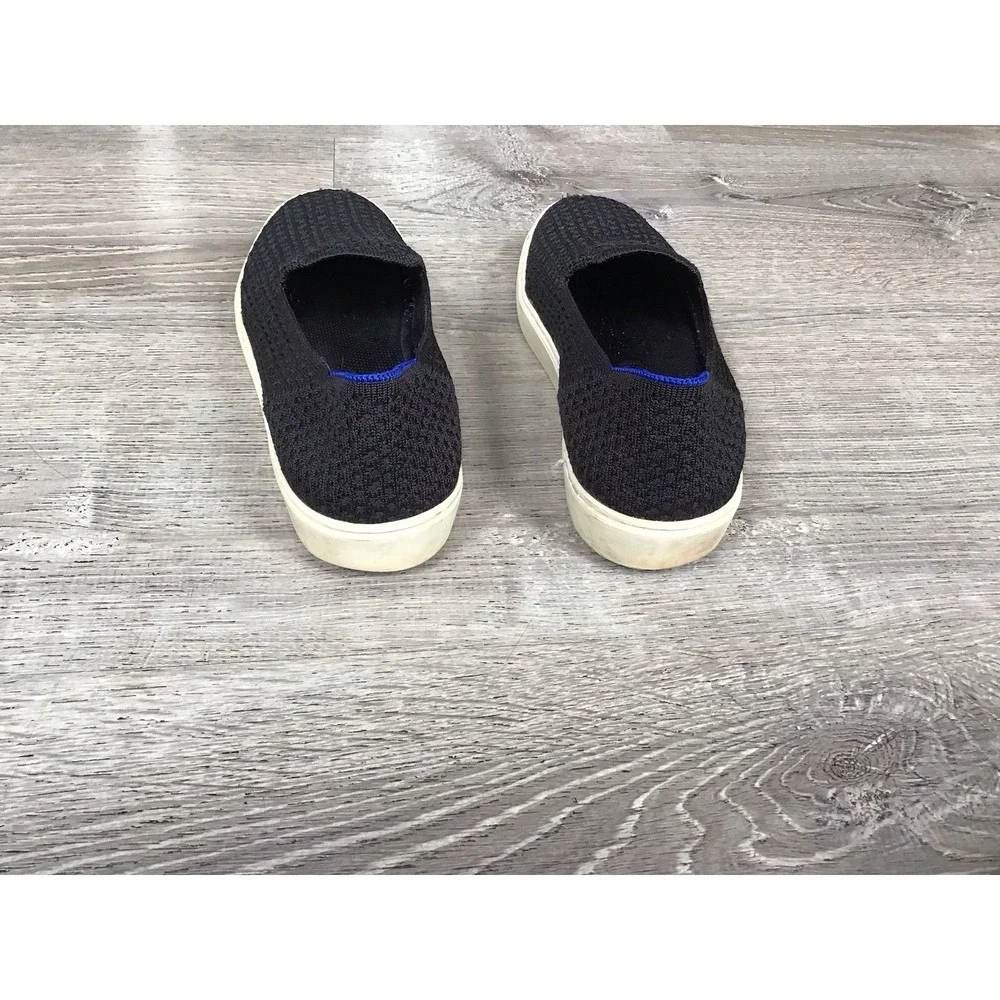 Rothy's Womens Size 7.5 Sneakers Black Knit Slip On Flat Casual Comfort Shoes